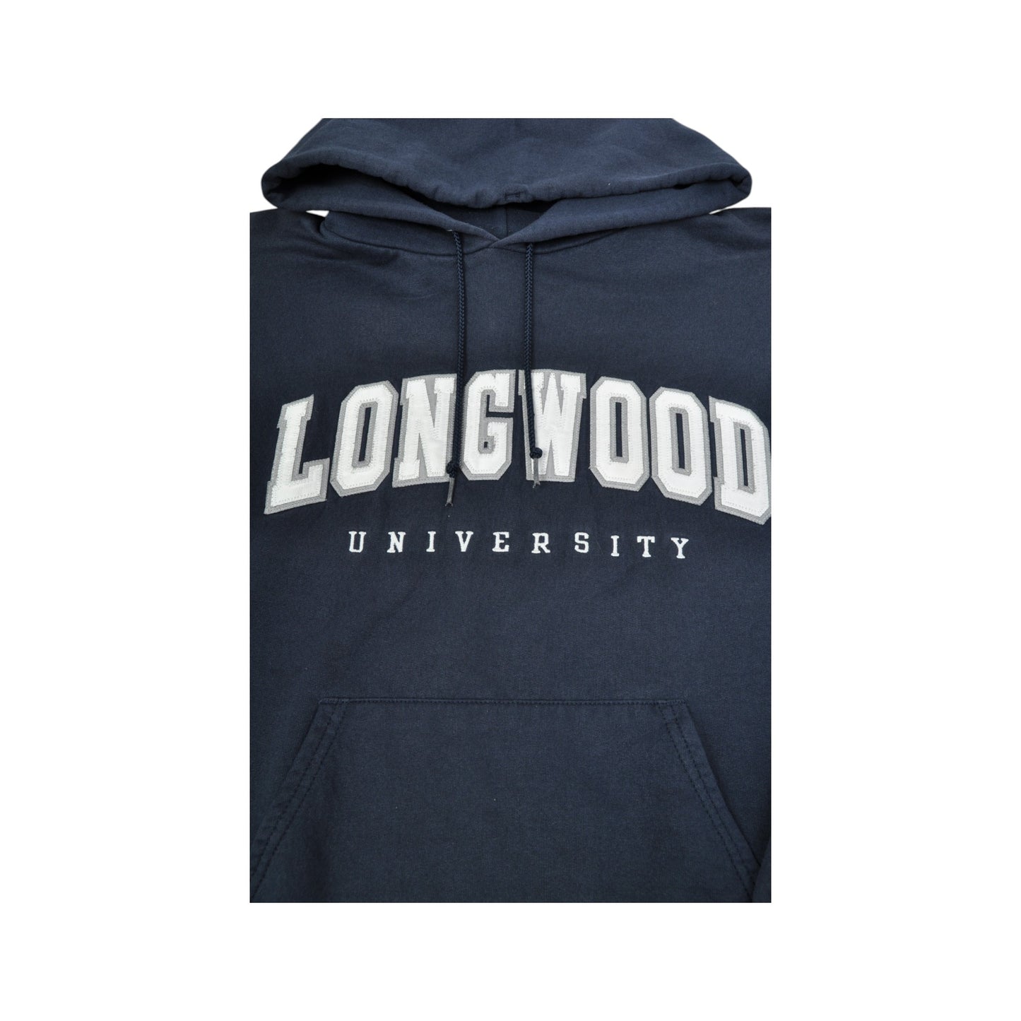 Vintage Champion Longwood University Sweatshirt Hoodie Navy Medium