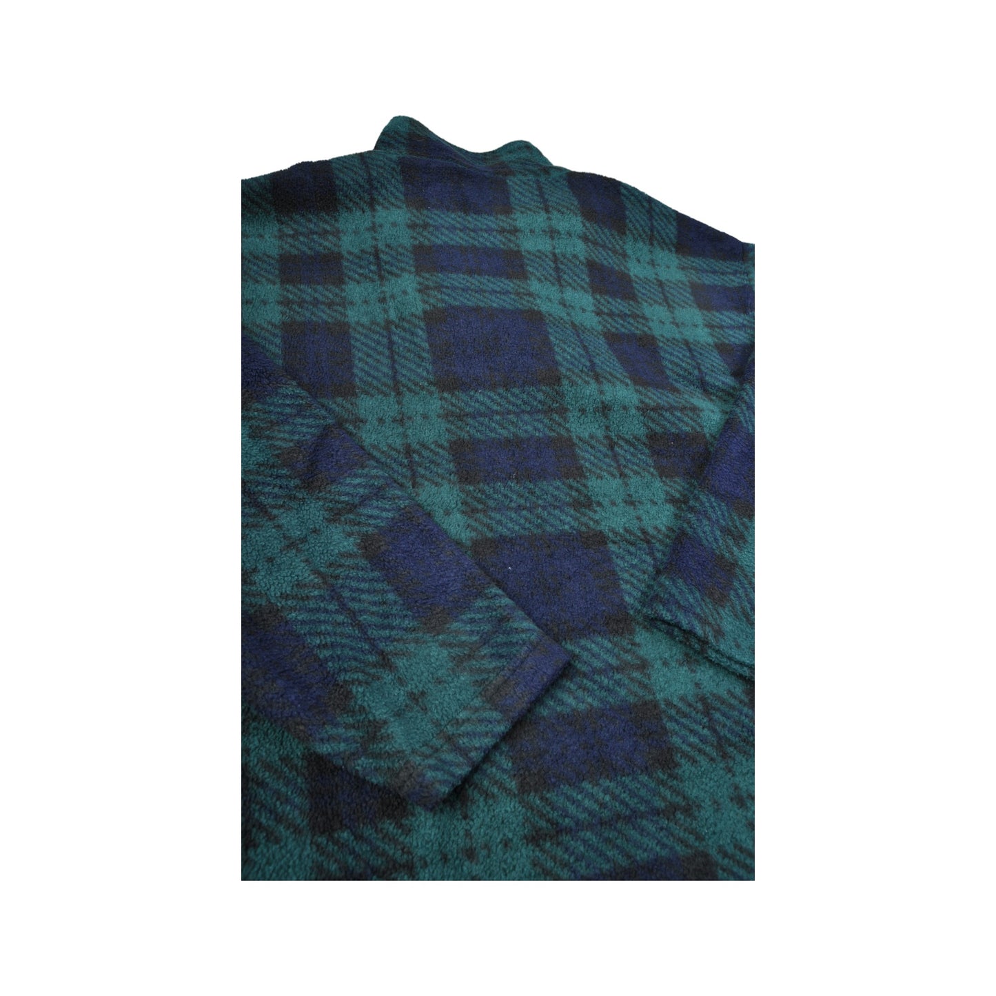 Vintage Fleece 1/4 Zip Check Pattern Navy/Green Small