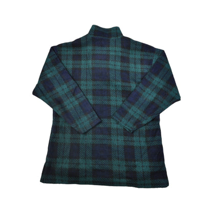 Vintage Fleece 1/4 Zip Check Pattern Navy/Green Small