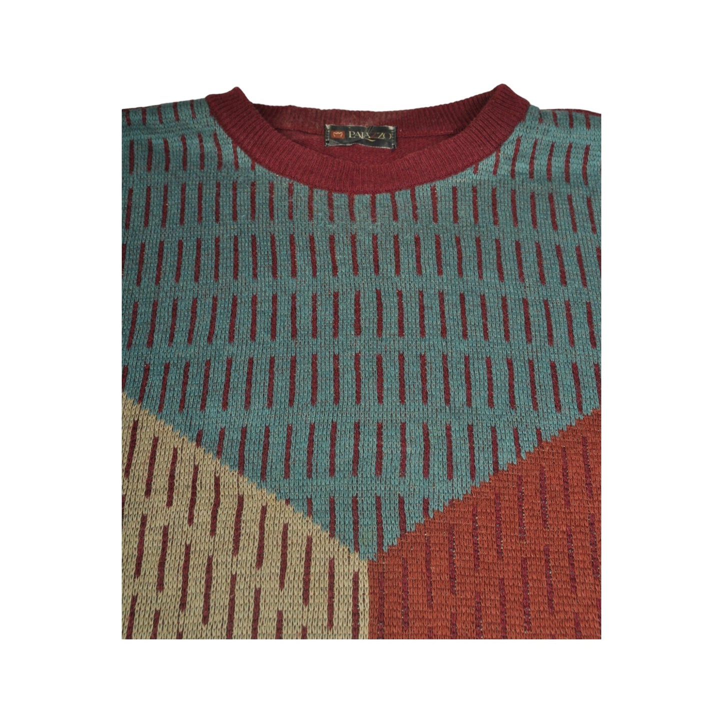 Vintage Crew Neck Knitwear Pattern Sweater Multi Large