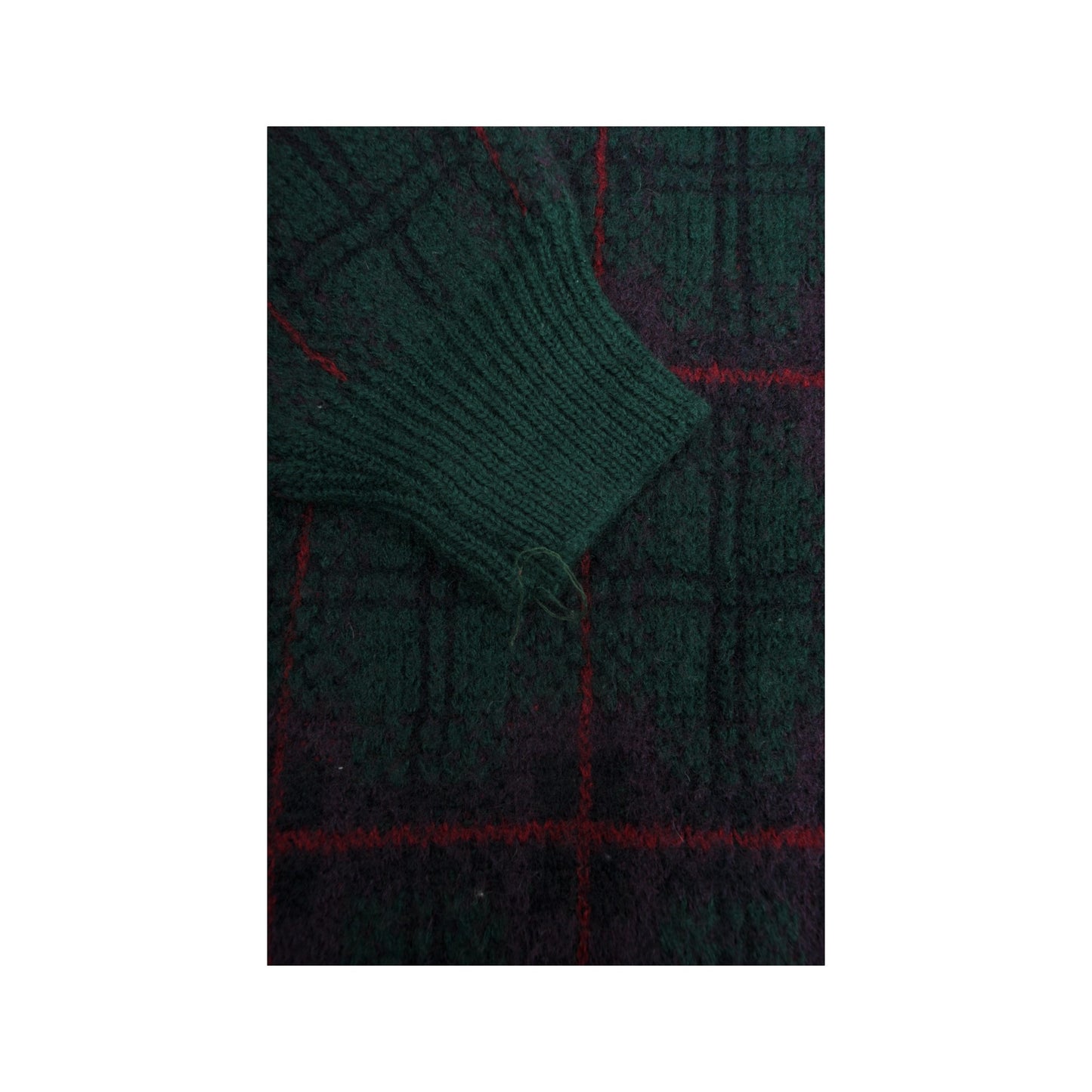 Vintage Knitwear Sweater Checked Pattern Green Small