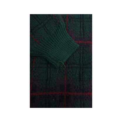 Vintage Knitwear Sweater Checked Pattern Green Small