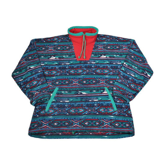 Vintage Fleece 1/4 Zip Retro pattern Multi XXL