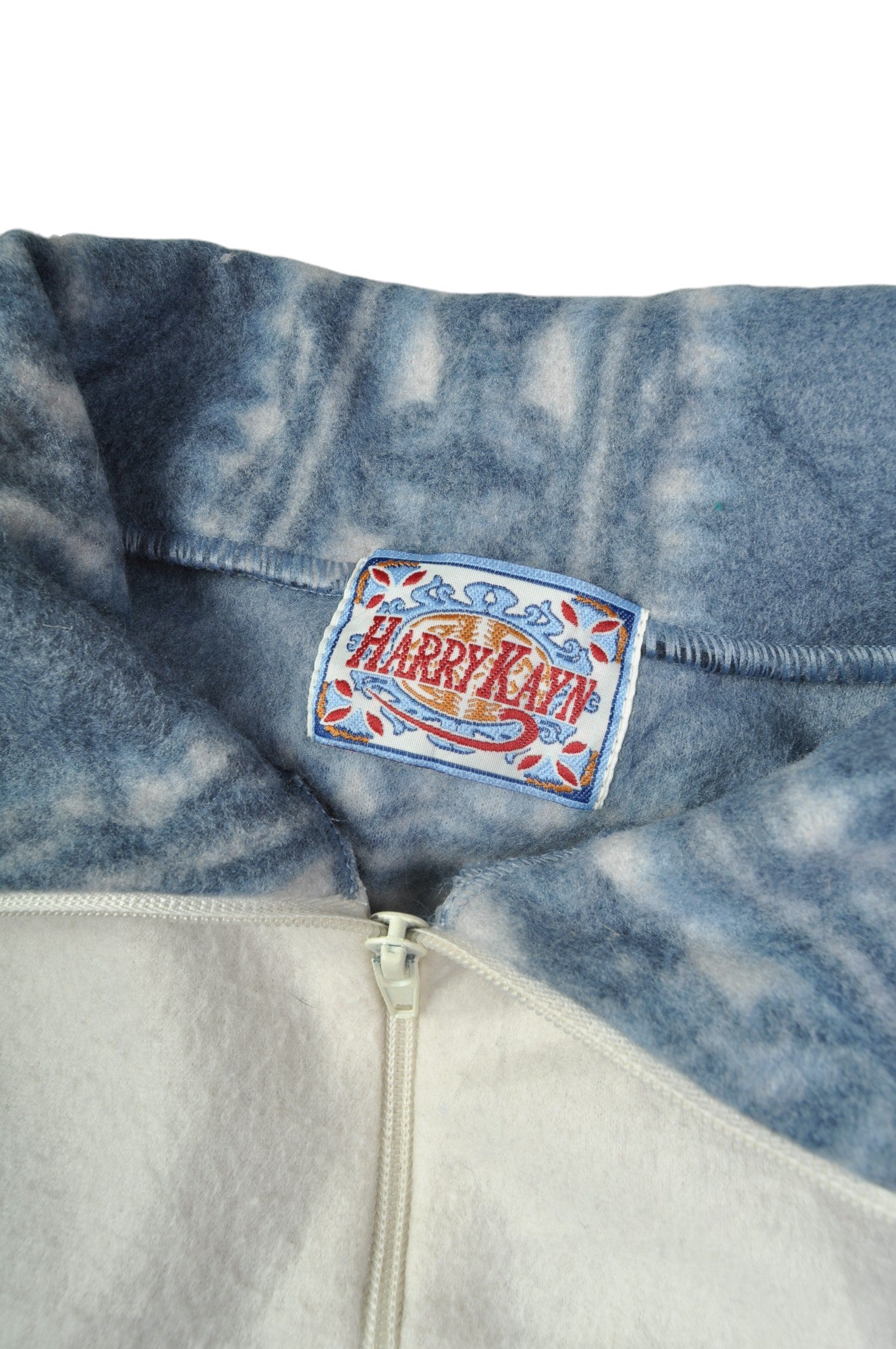 Vintage Fleece 1/4 Zip Retro Pattern Blue XL