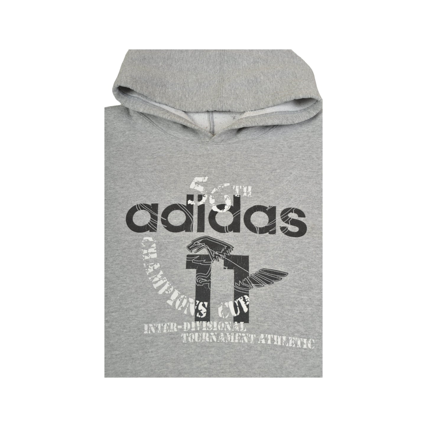 Vintage Adidas Hoodie Sweatshirt Grey Medium