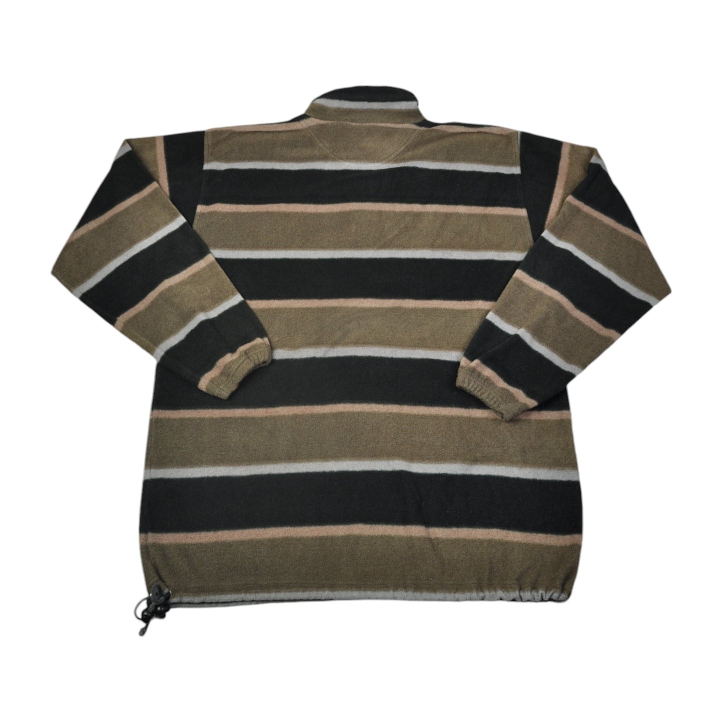 Vintage Fleece 1/4 Zip Stripe Pattern Brown XL