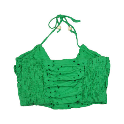 Vintage Y2K Halter Neck Cropped Top Green Medium