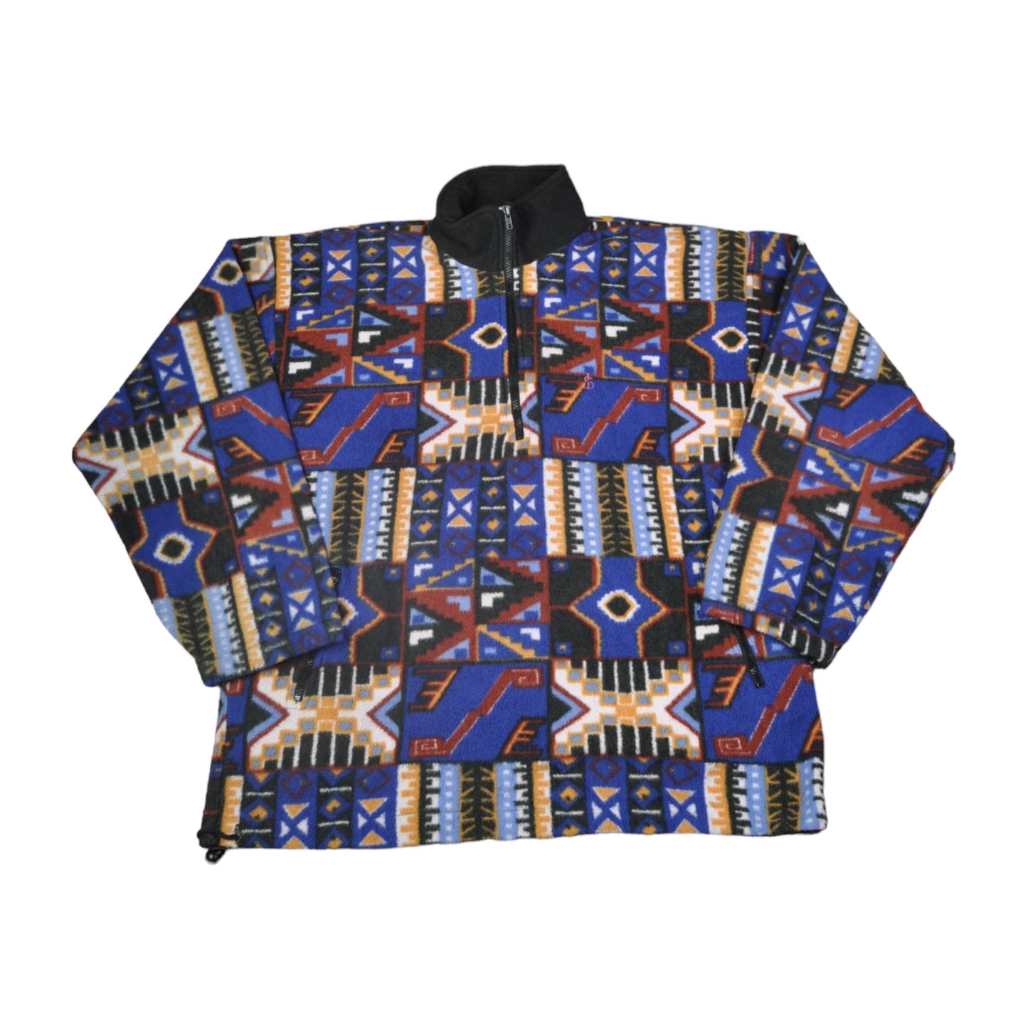 Vintage Fleece 1/4 Zip Retro Pattern Multi XL