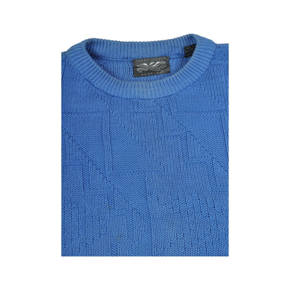 Vintage Knitwear Sweater Retro Pattern Blue Large