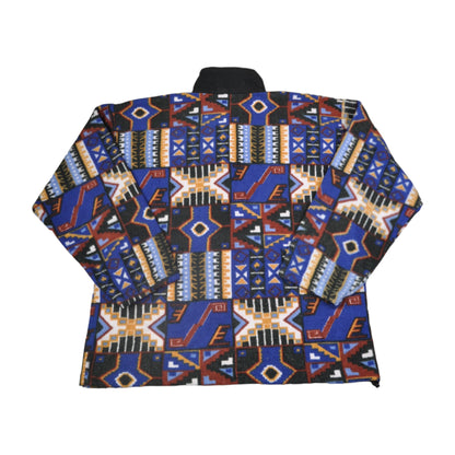 Vintage Fleece 1/4 Zip Retro Pattern Multi XL