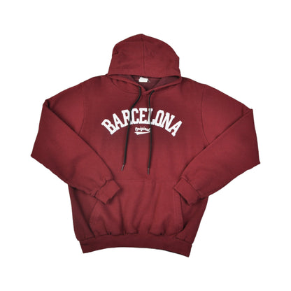 Vintage Barcelona Hoodie Pullover Burgund klein