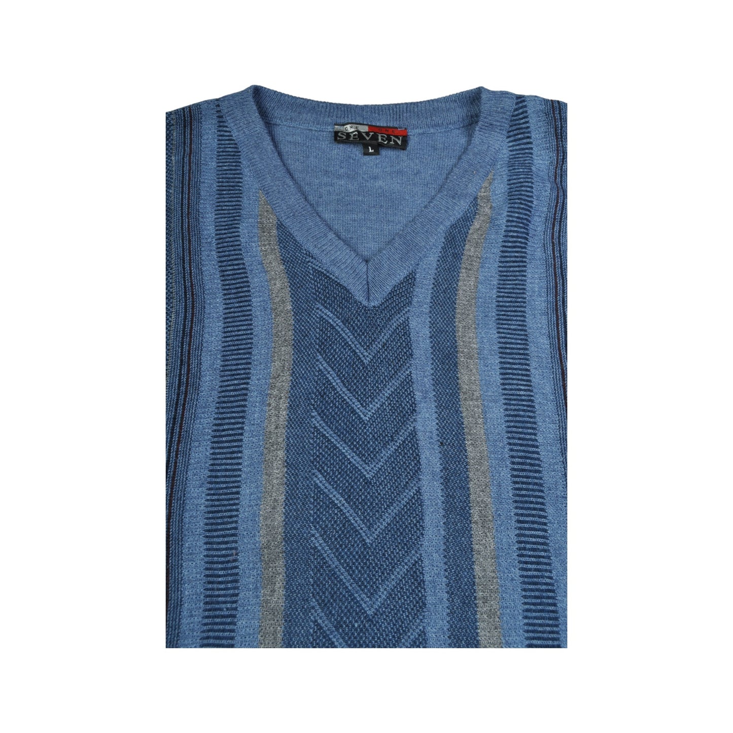 Vintage Rundhals Strickmuster Pullover Blau Groß