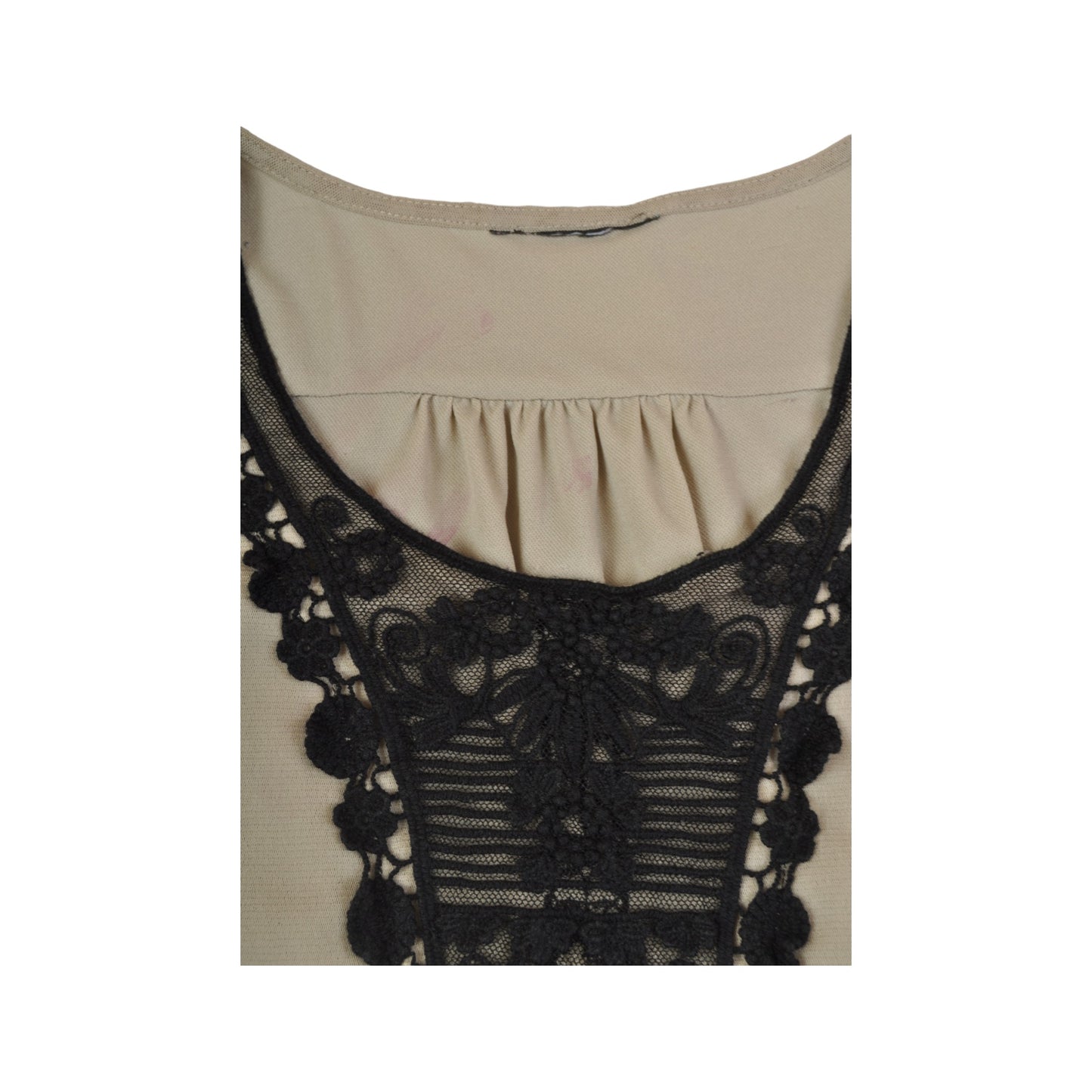 Vintage Y2K Lace Top Black/Beige Medium