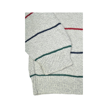 Vintage Knitwear Sweater Stripe Pattern Beige XL