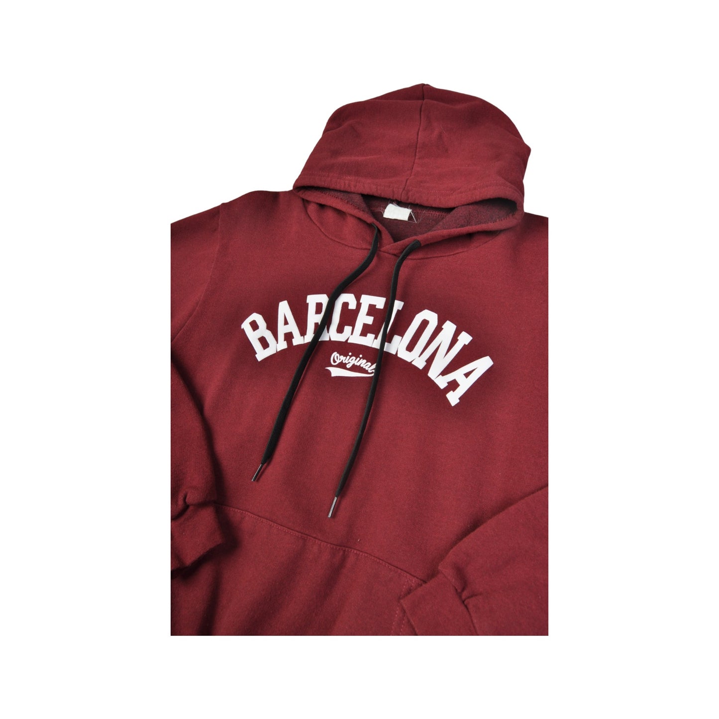 Vintage Barcelona Hoodie Pullover Burgund klein