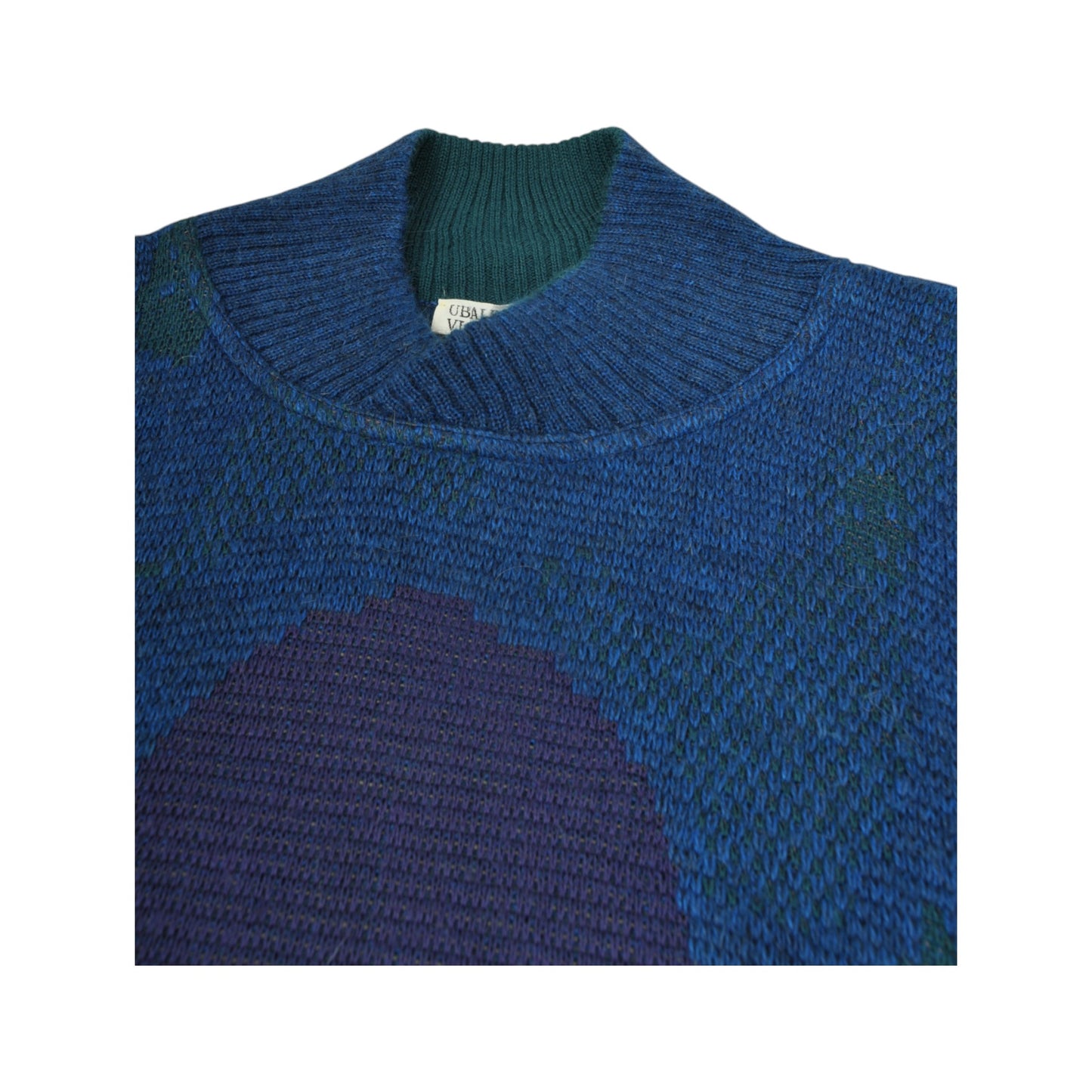 Vintage Knitwear Sweater Air Balloon Pattern Blue Medium