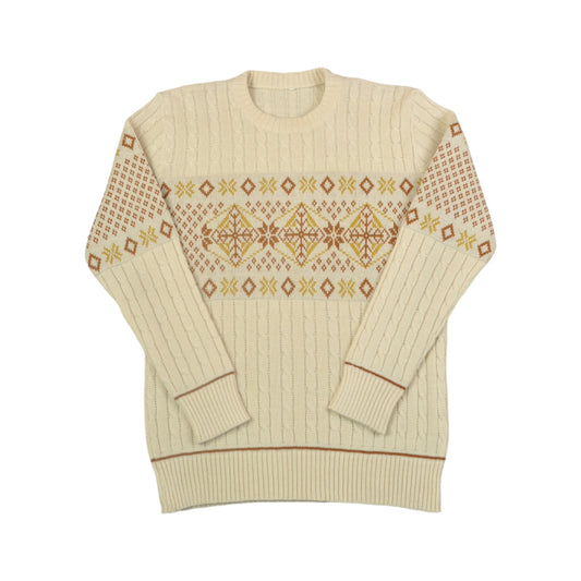 Vintage Strickpullover Retro Muster Beige Klein