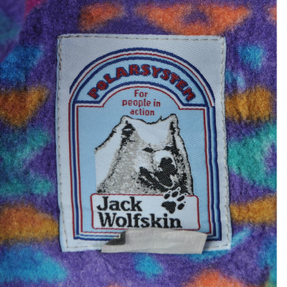 Vintage Jack Wolfskin Fleece 1/2 Reißverschluss Retro Muster Lila Damen Medium