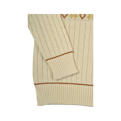 Vintage Knitwear Sweater Retro Pattern Beige Small