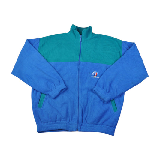 Vintage Jacket Fleece Block Colour Blue Large