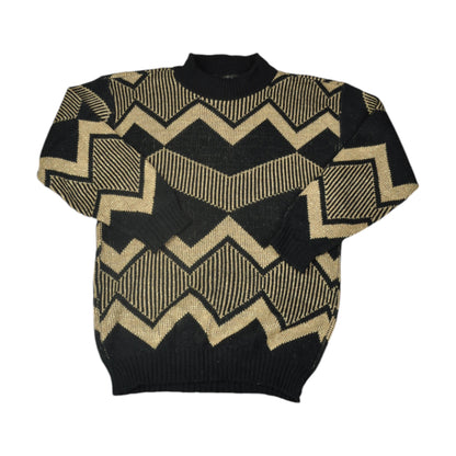 Vintage Knitwear Sweater Retro Pattern Gold Ladies XS