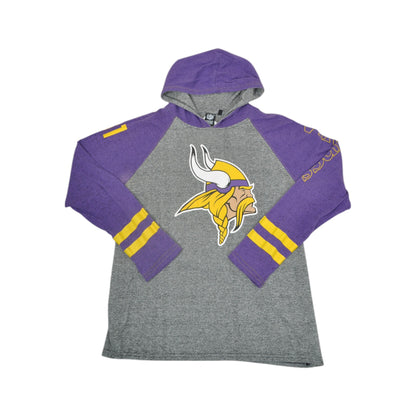 Vintage NFL Minnesota Vikings T-Shirt Hoodie Long Sleeved Grey Large