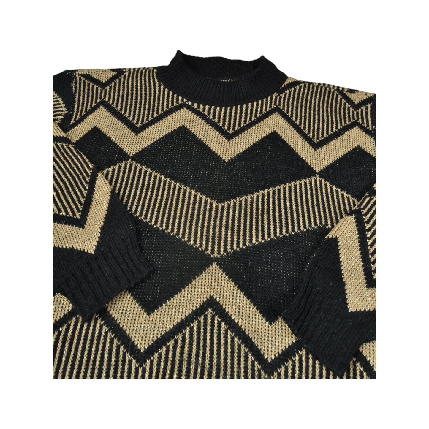 Vintage Knitwear Sweater Retro Pattern Gold Ladies XS