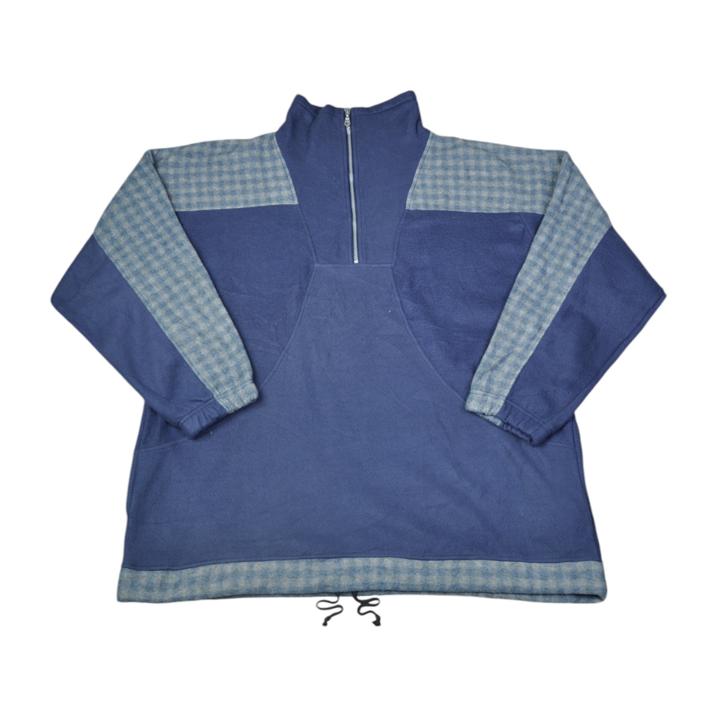 Vintage Fleece 1/4 Zip Retro Pattern Blue XL