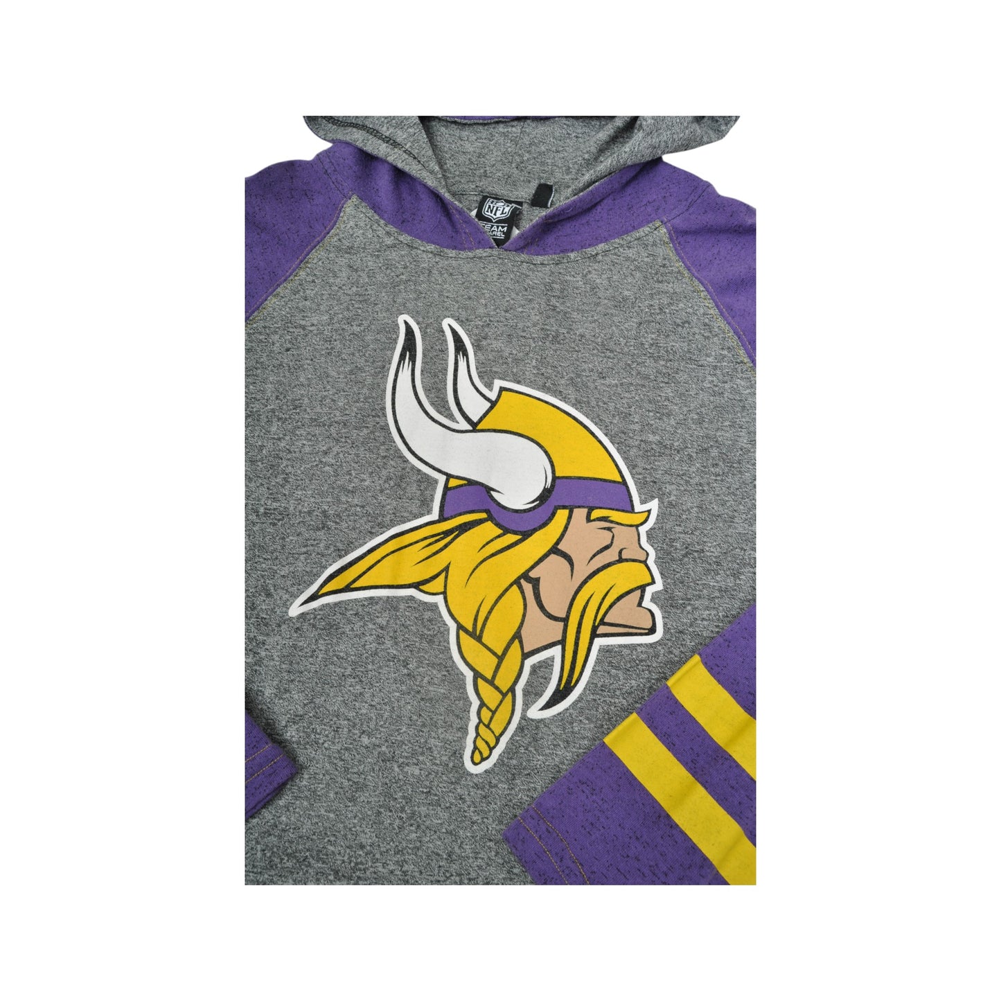 Vintage NFL Minnesota Vikings T-Shirt Hoodie Long Sleeved Grey Large