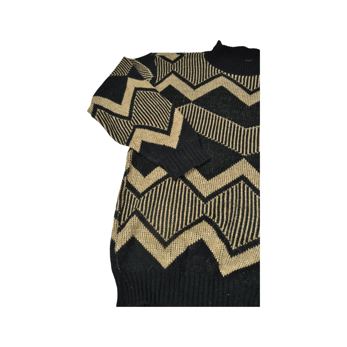 Vintage Knitwear Sweater Retro Pattern Gold Ladies XS