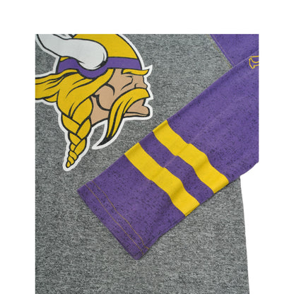 Vintage NFL Minnesota Vikings T-Shirt Hoodie Long Sleeved Grey Large