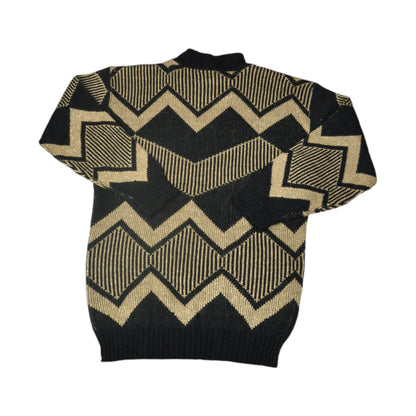 Vintage Knitwear Sweater Retro Pattern Gold Ladies XS