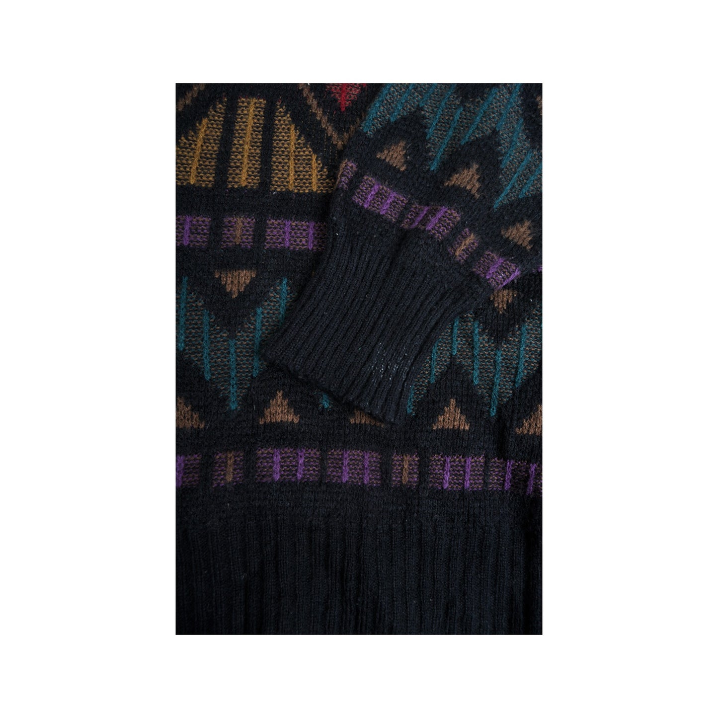 Vintage Cardigan Knitwear Sweater Retro Pattern Multi XL