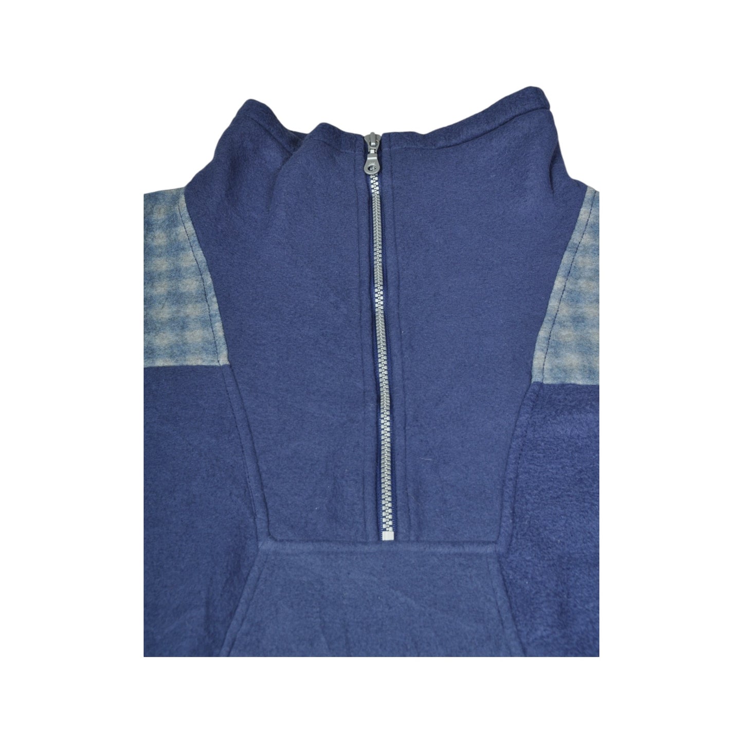 Vintage Fleece 1/4 Zip Retro Pattern Blue XL