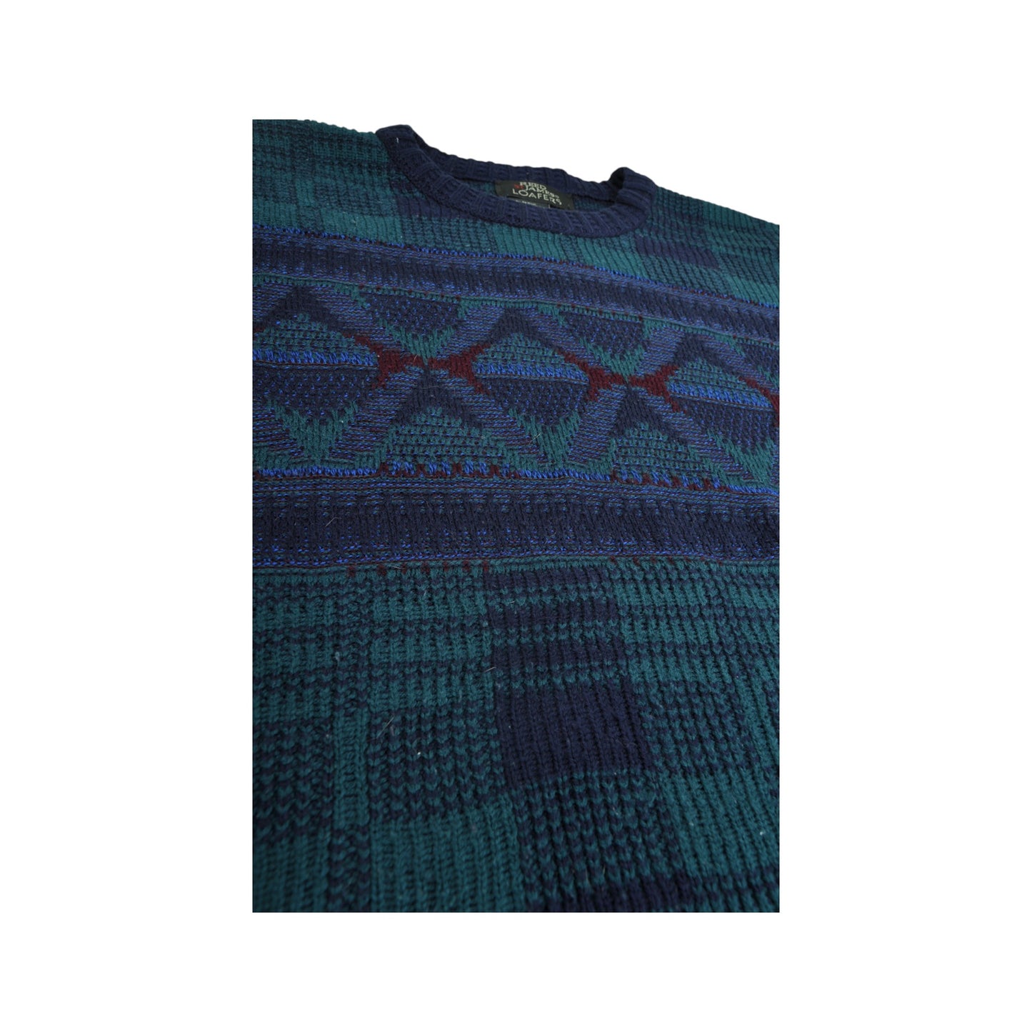 Vintage Knitwear Sweater Retro Pattern Blue XL