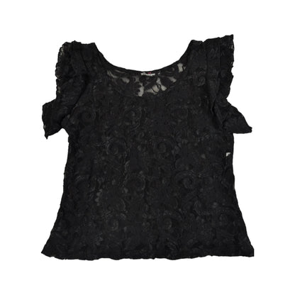 Vintage Y2K Lace Sheer Top Black Medium