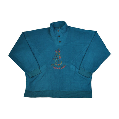 Vintage Golf Fleece 1/4 Knopfblock Farbe Blau XL