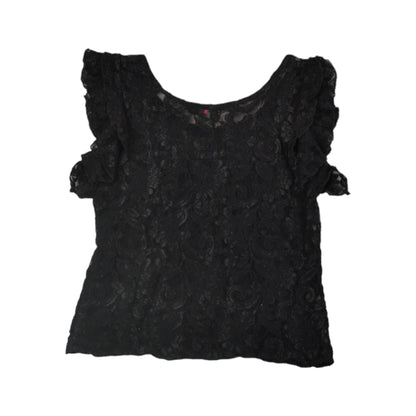 Vintage Y2K Lace Sheer Top Black Medium