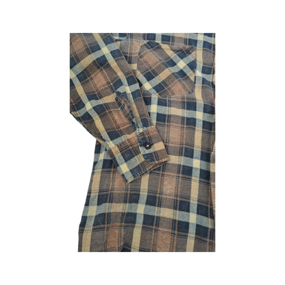 Vintage Flannel Shirt Long Sleeved Checked Brown Small