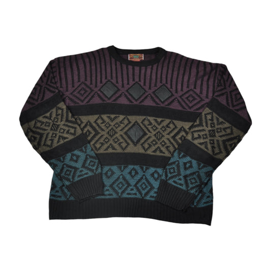 Vintage Knitwear Sweater Retro Pattern Multi XXL