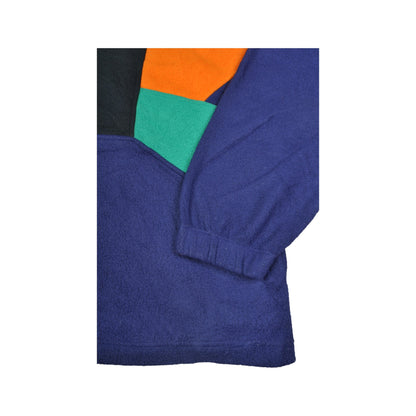 Vintage Fleece 1/4 Zip Block Farbe Blau Groß