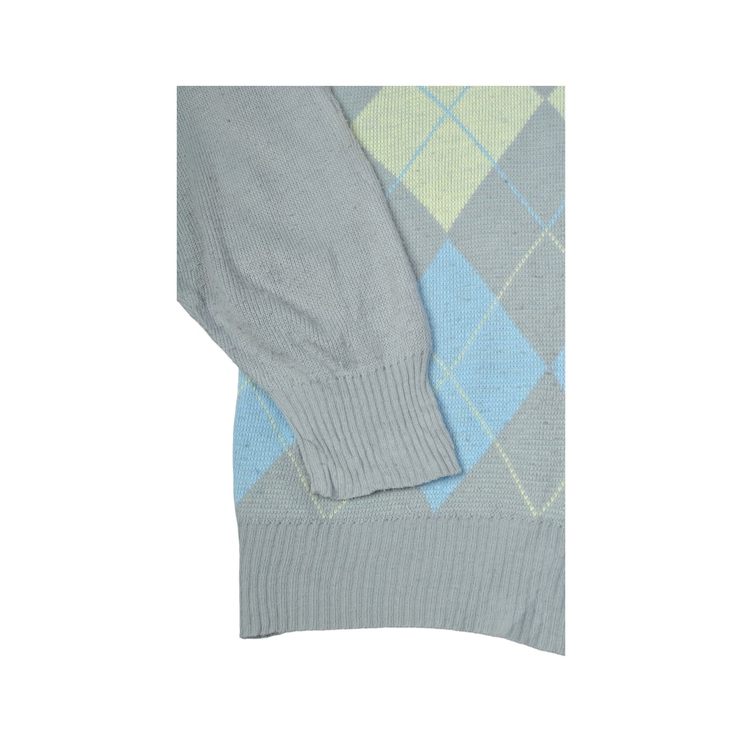 Vintage Strickmode Argyle Muster Pullover grau groß