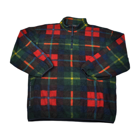 Vintage Fleece 1/4 Zip Checked Pattern Multi XL