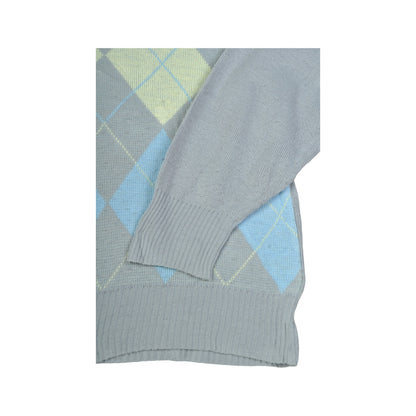 Vintage Strickmode Argyle Muster Pullover grau groß