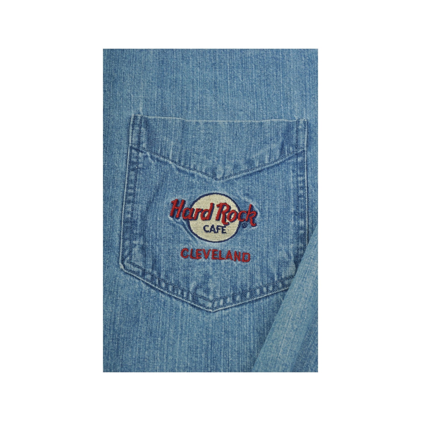 Vintage Hard Rock Café Denim Shirt Long Sleeved Blue Large