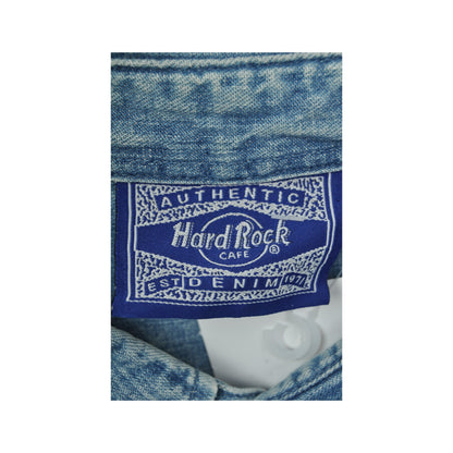 Vintage Hard Rock Café Denim Shirt Long Sleeved Blue Large