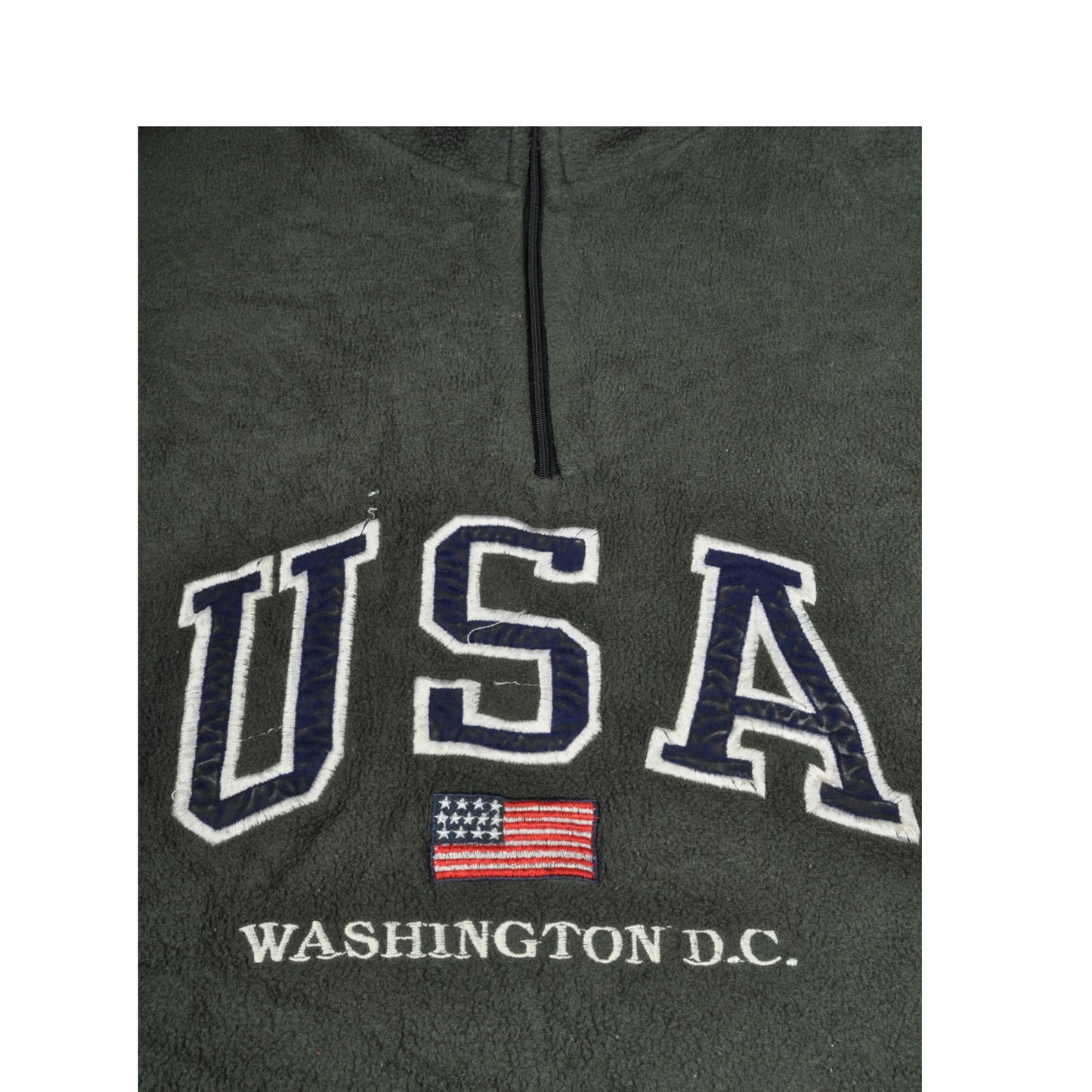 Vintage Fleece 1/4 Reißverschluss Washington DC Grau XL