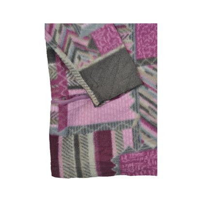 Vintage Fleece Jacket Retro Pattern Pink/Grey Ladies Medium