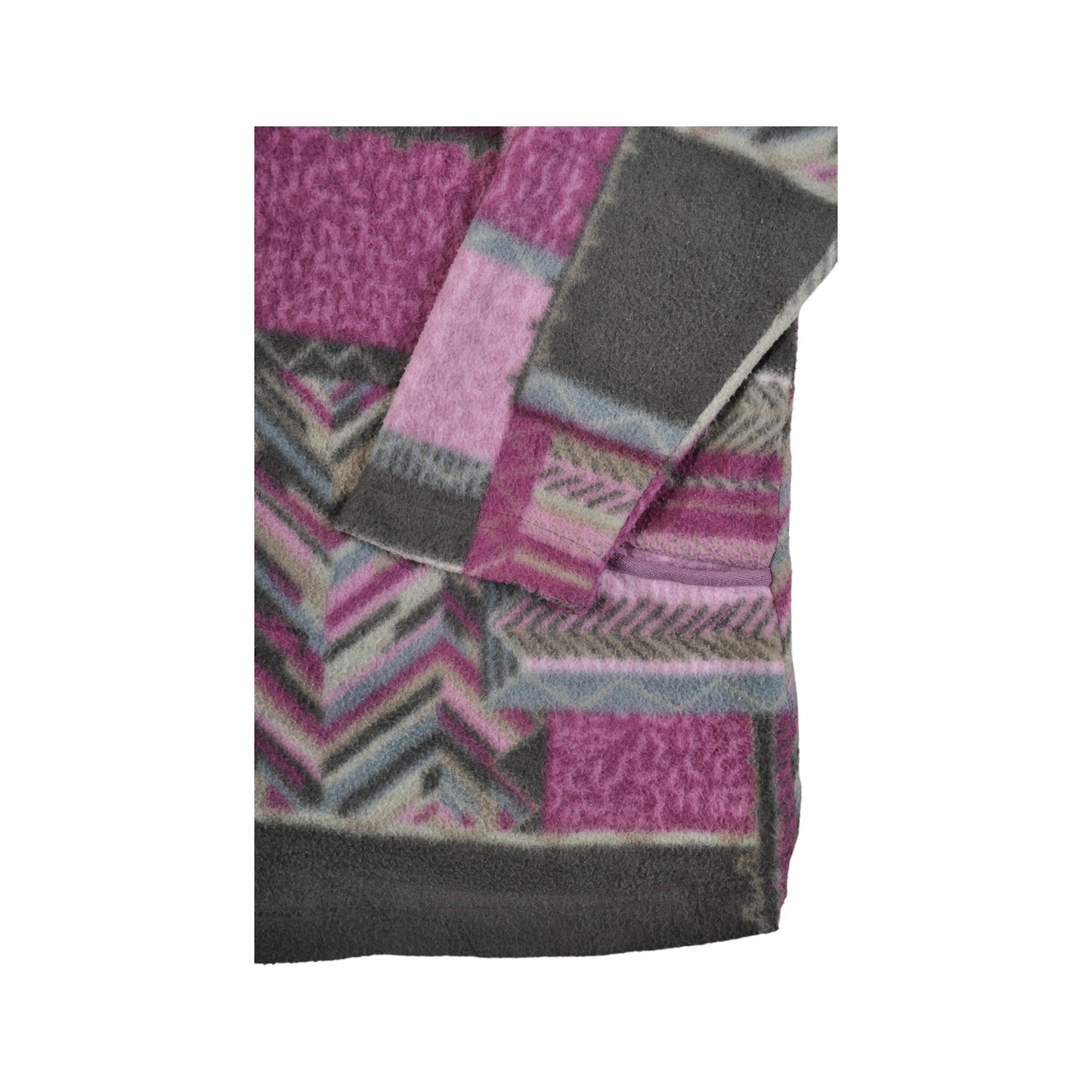 Vintage Fleece Jacket Retro Pattern Pink/Grey Ladies Medium