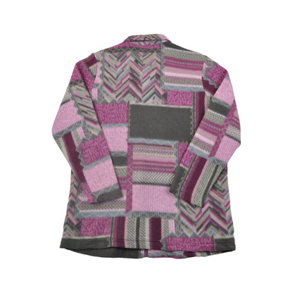 Vintage Fleece Jacket Retro Pattern Pink/Grey Ladies Medium